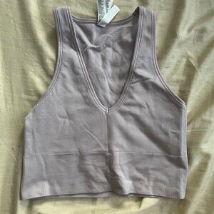 Athleta Ribbed Lavender Crop Top Sz Small